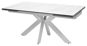 Стол BELLUNO 160 MARBLES KL-99 Белый мрамор матовый, итальянская керамика/ белый каркас, ®DISAUR в Менделеевске - mendeleevsk.mebel24.online | фото 1