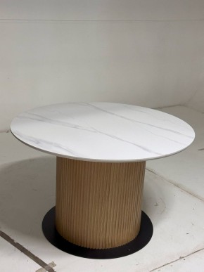 Стол MESA D120 цвет БЕЛЫЙ МРАМОР M326 / Каркас OAK, ®DISAUR в Менделеевске - mendeleevsk.mebel24.online | фото 2