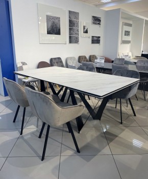 Стол RIETI 200 KL-99 Белый мрамор матовый, итальянская керамика / черный каркас, ®DISAUR в Менделеевске - mendeleevsk.mebel24.online | фото 3