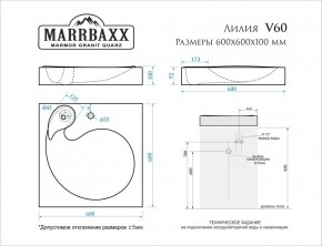 Умывальник над стиральной машиной (600*600х100) Лилия V60 (белый) с кронштейном без сифона (V60) в Менделеевске - mendeleevsk.mebel24.online | фото 2